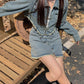 High-end design long-sleeved jacket retro hot girl short skirt American street slim denim suit R0144