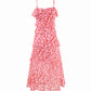 Tea break French style split floral suspender dress 2025 new slim v-neck sexy holiday style dress R0177