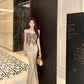 Temperament exquisite tube top halter neck dress beautiful waist hip skirt R0858