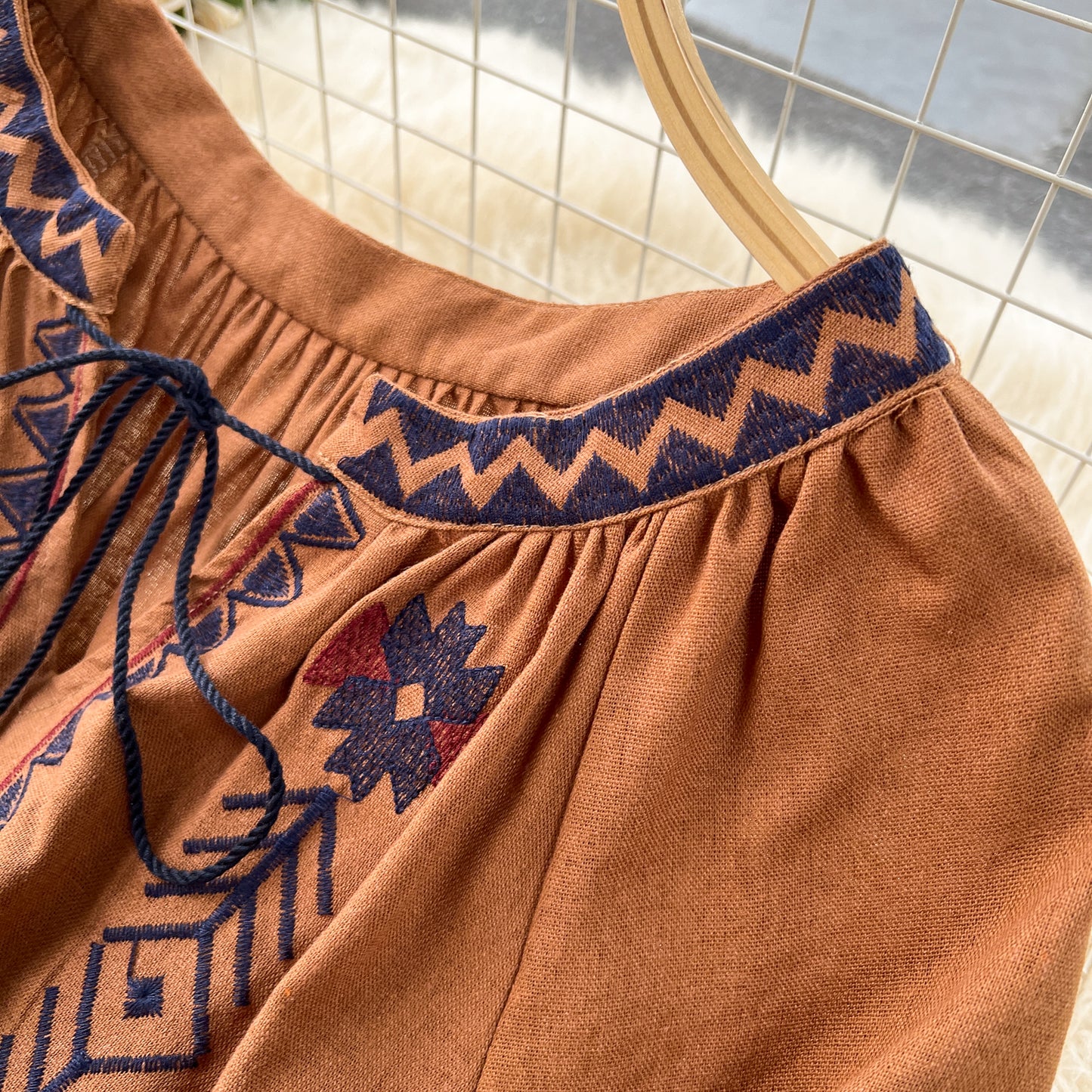 Holiday style dress outfit sweet and stylish embroidery loose waist long skirt R2331