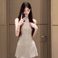 Suit outfit gentle temperament white vest pleated skirt two-piece suit R0662