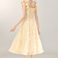 French gentle style yellow suspender dress seaside holiday long dress R1943