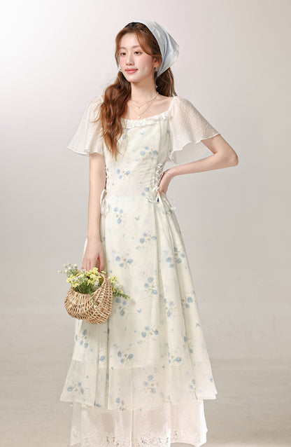 New Chinese style improved floral dress new summer daily commuting long skirt R1944