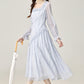 Gentle style irregular blue long-sleeved dress women's beautiful skirt R1978