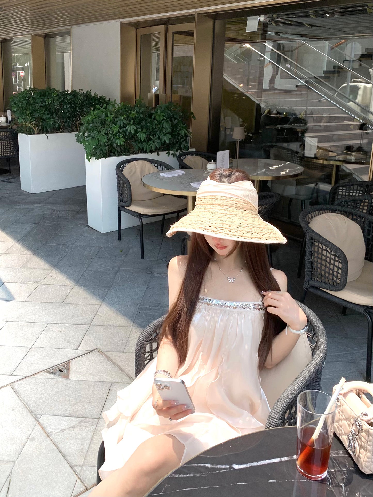 French satin sweet dress female princess summer beautiful suspender skirt R3832