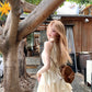 Cream Yellow Halter Neck Dress Summer French Tulle Short Skirt Babydoll Skirt R3833