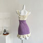 Purple summer sweet slim knitted short patchwork dress R2121