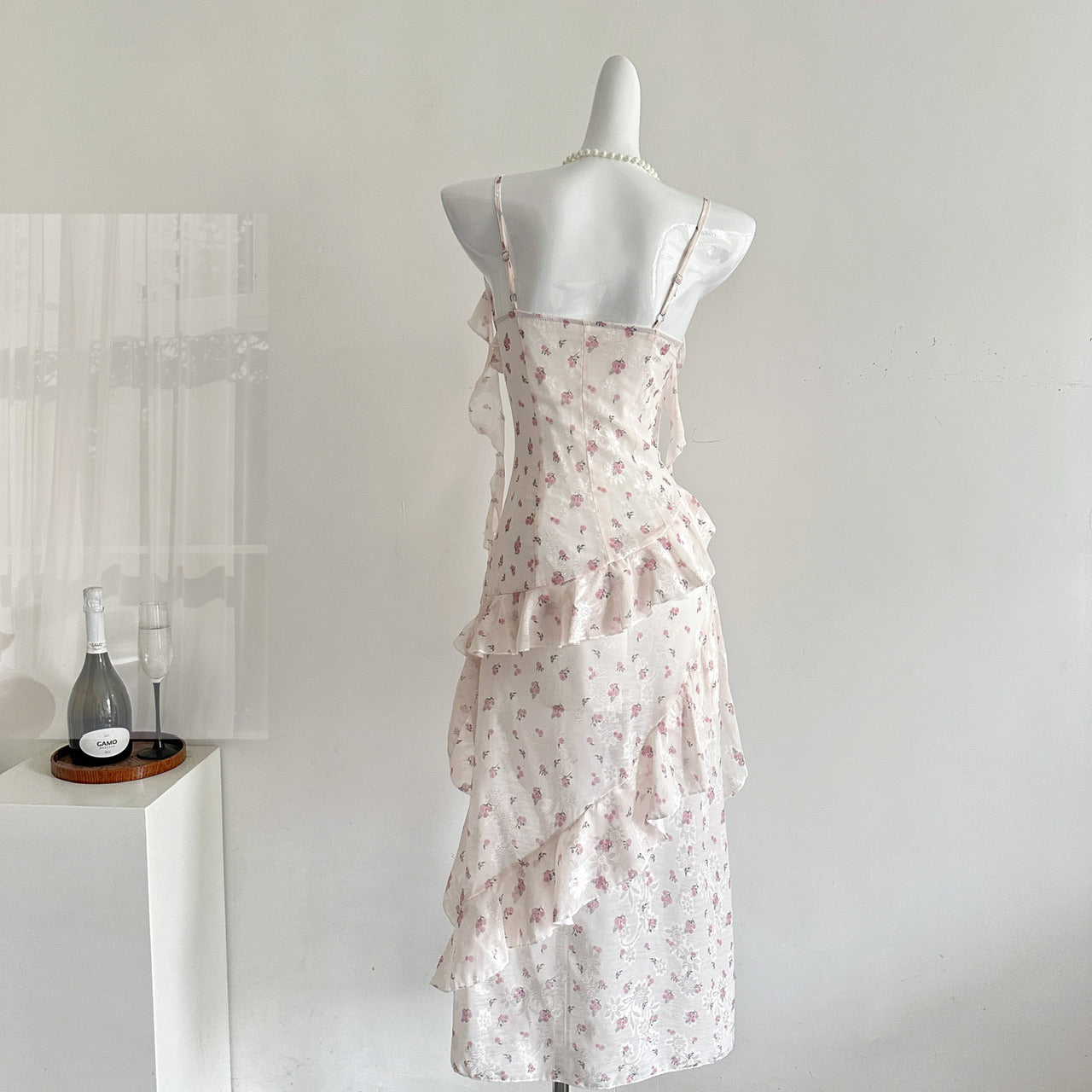 Summer sweet floral waist slim dress R2126