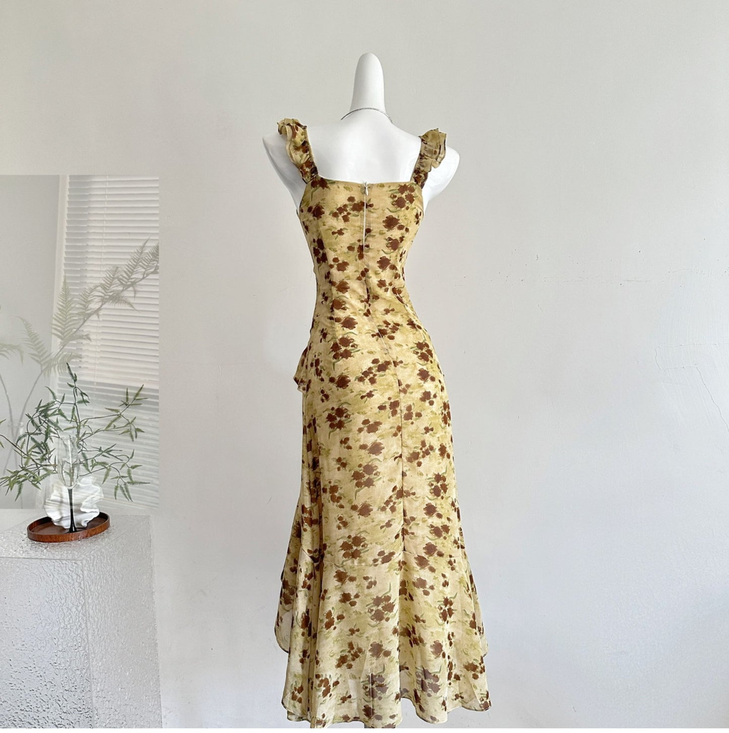 Retro three-dimensional flower decoration ruffled floral skirt R2130