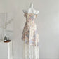Summer gentle slim fit floral irregular long skirt R2122