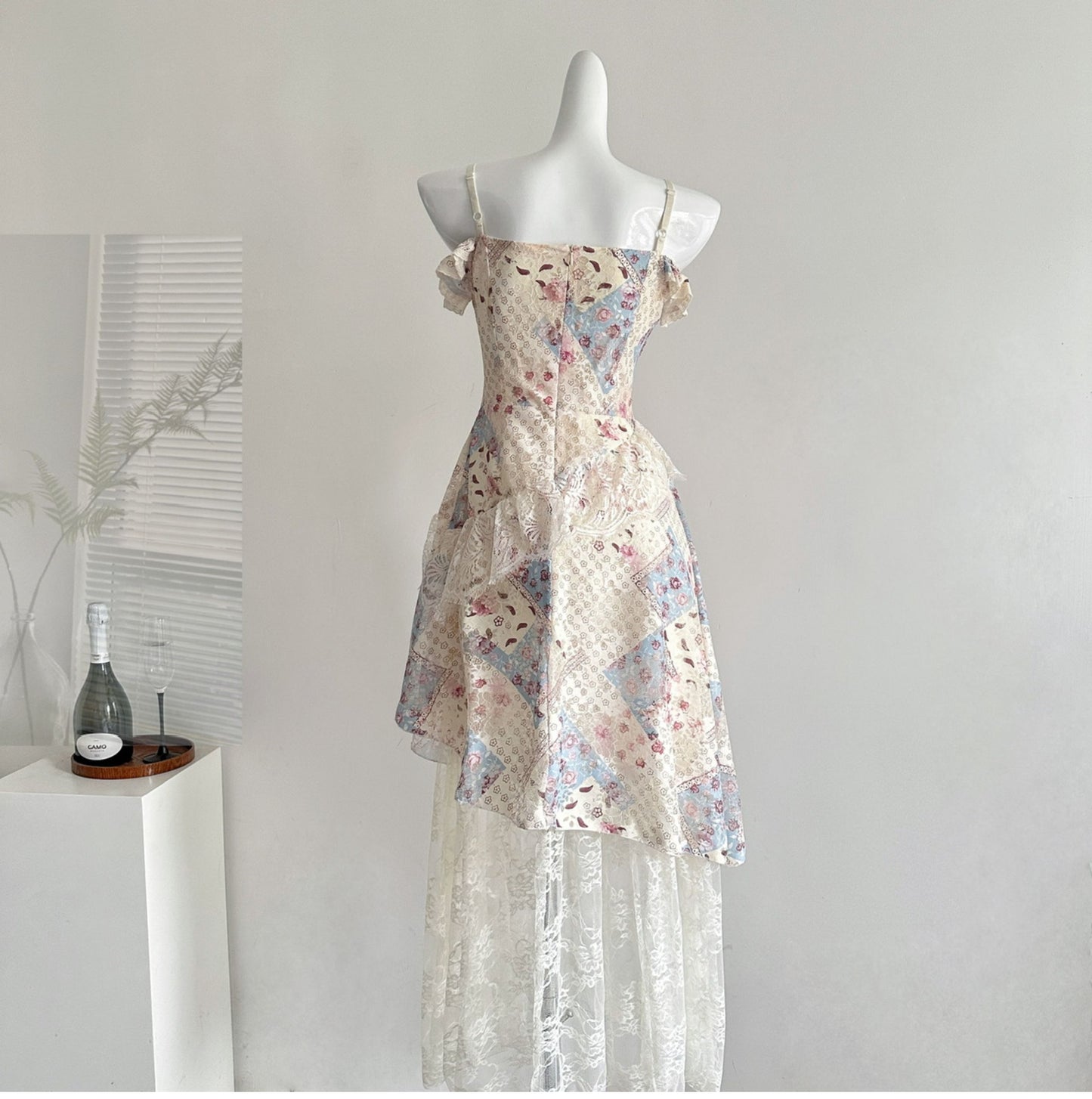 Summer gentle slim fit floral irregular long skirt R2122