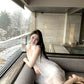 Gentle temperament white suspender dress 2025 new beautiful loose bud short skirt R0777