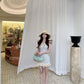 Blue jacquard suspender dress two-piece set beautiful waist slim hip skirt R0564