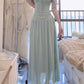 Mint green halter dress with waist and beautiful small skirt R0569
