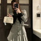 French high-end waist dress new large size waist slimming A-line pleated skirt R1883