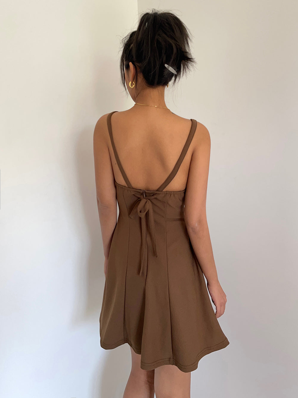 High-grade simple backless suspender dress for women summer lace-up short skirt R3044