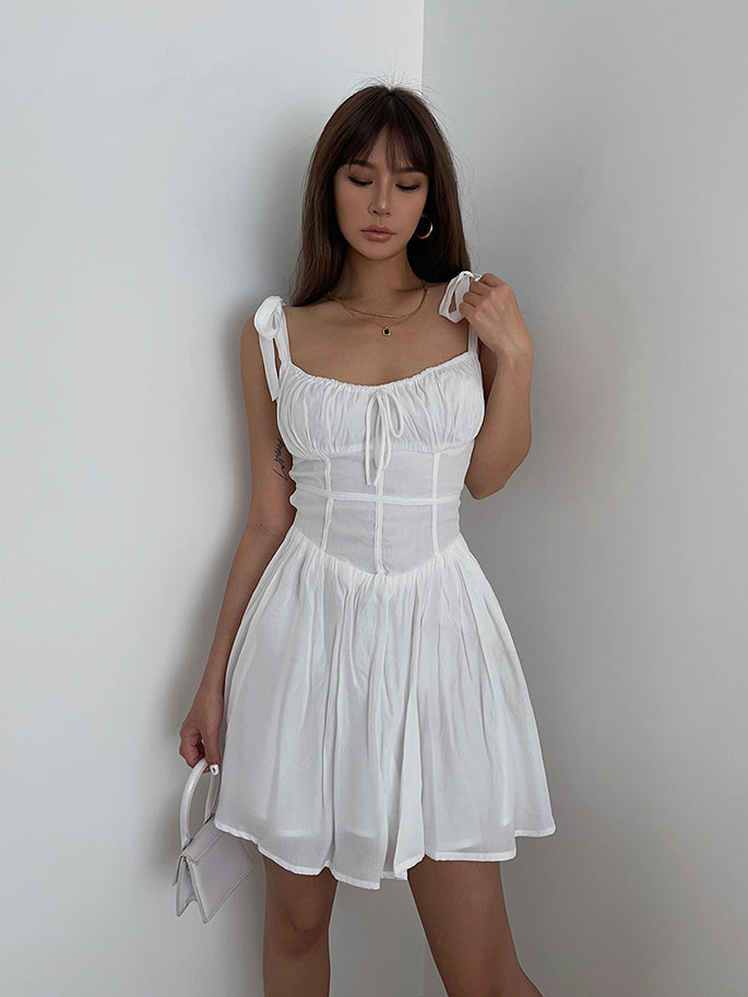 New French first love niche design short skirt gentle style white dress summer little white dress R3045