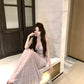 Purple suspender dress beautiful waist a-line beach dress R0587