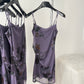 French style slim waist slim long purple dress R2075