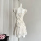 Hot love floral dress new style waist lace square neck short skirt R2074