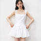 White satin retro princess dress bow waist A-line puffy skirt R5205