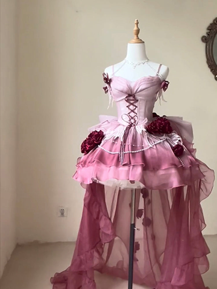 Noble and elegant plum red lolita dress light lo princess on the run beautiful fairy short skirt R1672