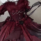 Black and red gradient short front and long back wedding dress lolita dress trailing princess dress R1674