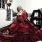 Blood red bride lolita dress dress rose flower heavy puffy princess dress R1676