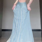 Gentle temperament white one-shoulder top a-line skirt two-piece set R0808