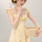 French gentle style yellow suspender dress seaside holiday long dress R1943