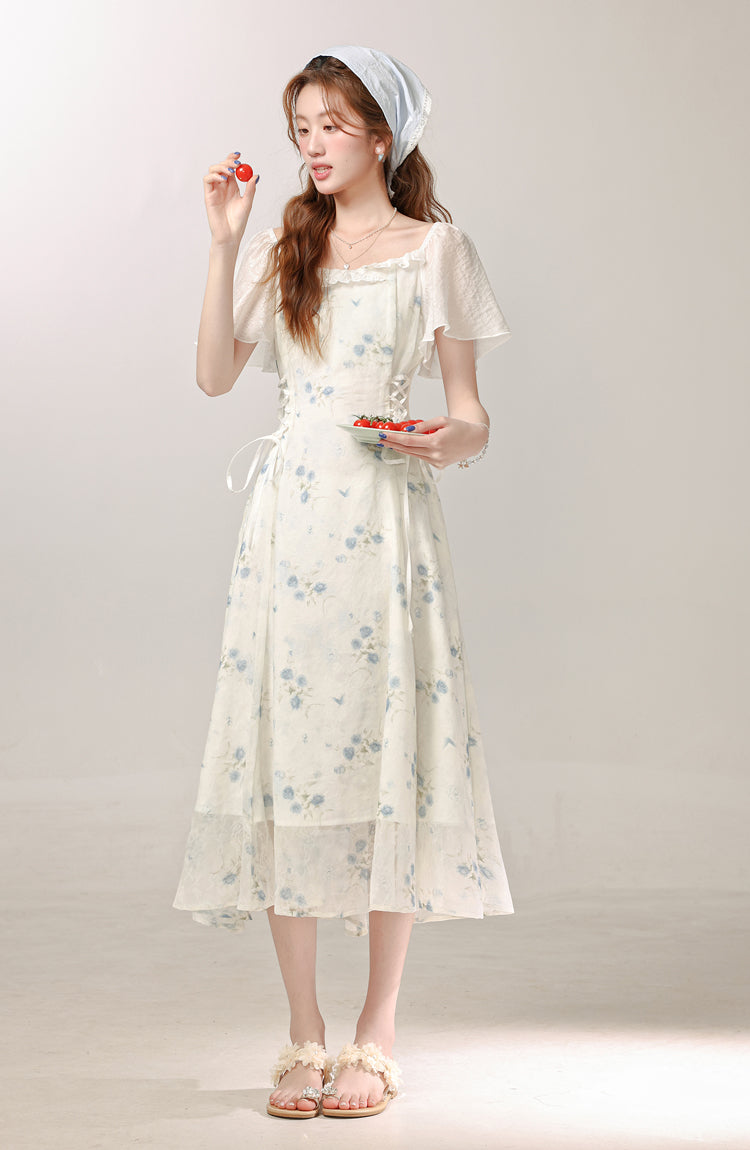 New Chinese style improved floral dress new summer daily commuting long skirt R1944