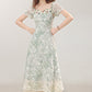 French holiday style green floral dress new slim long dress R1942