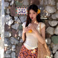 Vacation style outfit sexy hot girl beautiful knitted top floral skirt two-piece skirt R0893
