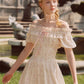 French pastoral style cake-style fishbone maxi dress with slim waist and cotton homecoming dress R5136