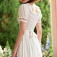 French pastoral white big swing fishbone dress long little white dress homecoming dress R5155