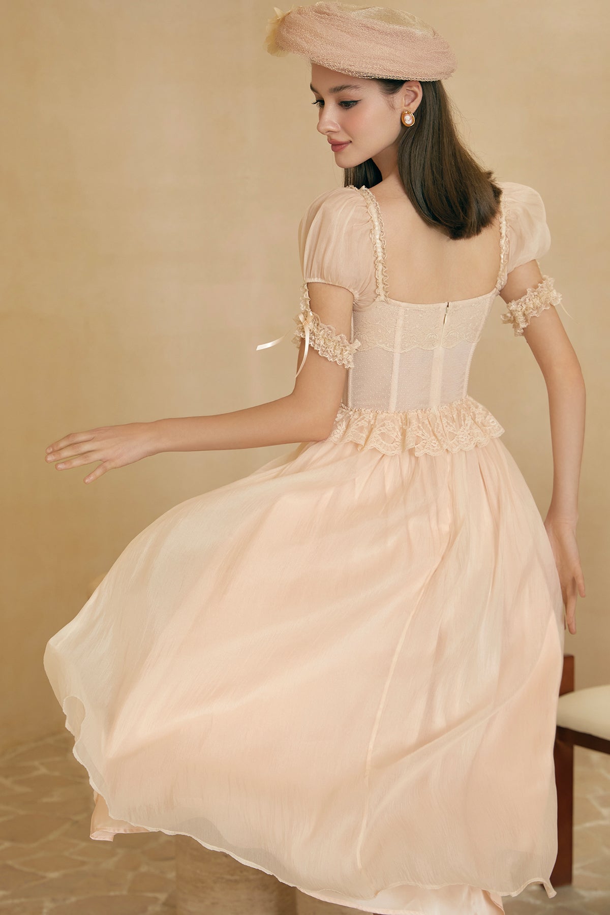 French champagne high-end lace niche fishbone corset dress homecoming dress R5156