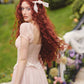 French pink fairy dress design long short-sleeved fishbone dress homecoming dress R5158