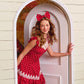 French Sweet College Polka Dot Lace Red Dress Long Short Homecoming Dress R5137