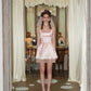 Super sweet pink dress French satin dress short homecoming dress R5138