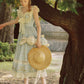 French pastoral style heavy embroidery lace splicing suspender long dress homecoming dress R5145