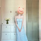One dress for multiple wears, holiday style blue bow suspender dress, gentle temperament, beautiful long dress R0446