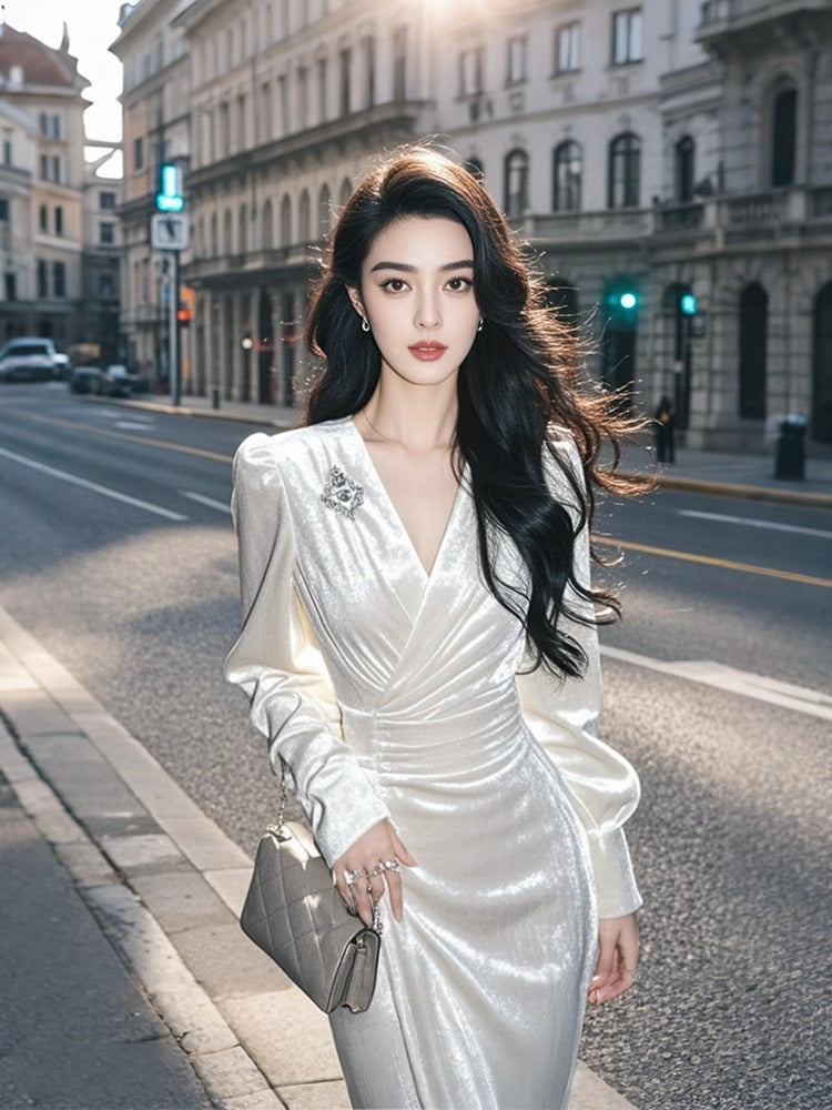Birthday dress high-end niche atmosphere wear high-end white dress R1780