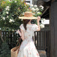 French romantic floral dress women's summer unique beautiful long dress R3870
