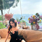 Three-dimensional flower suspender dress summer irregular skirt fishbone waist homecoming dress R3008