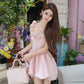Pink French suspender dress for women summer waist temperament sweet dress homecoming dress R3019