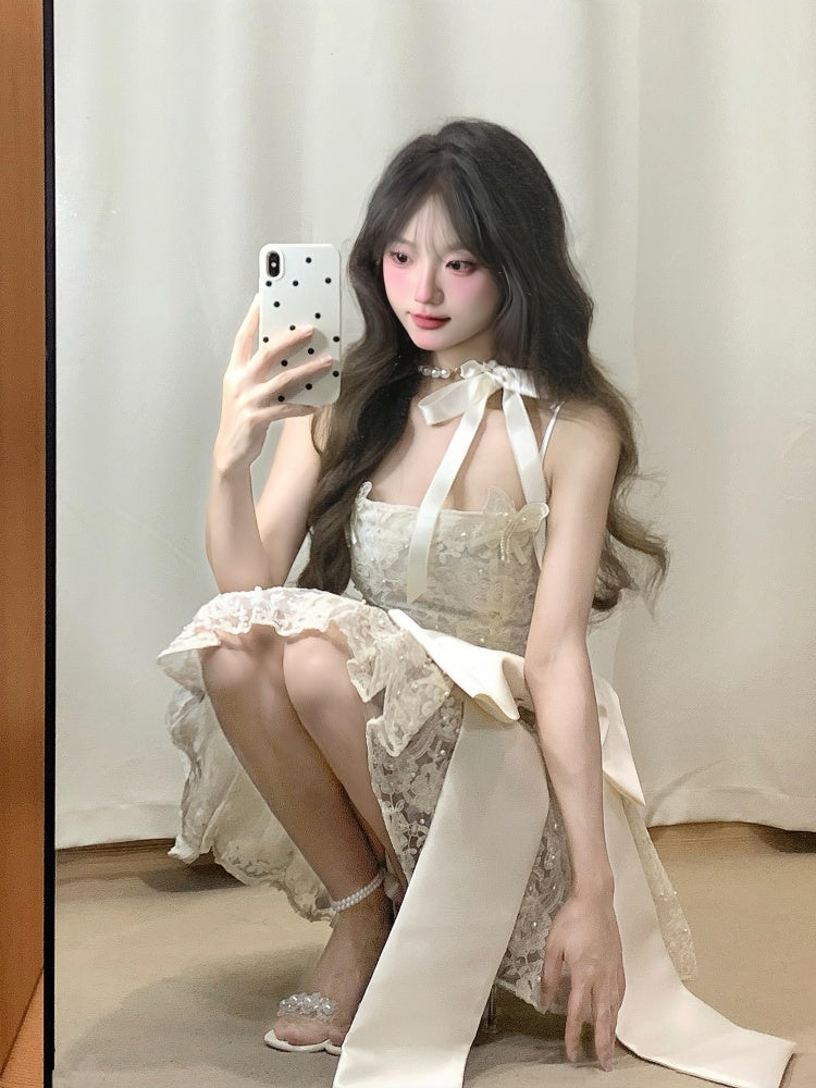 Tube Top Suspender Dress Summer Lace Waist Dress Princess Tutu Short Skirt Homecoming Dress R3015