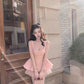 Sweet temperament square collar pink dress female summer new style puffy princess dress homecoming dress R3014