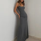 Simple temperament suspender long skirt super A figure waistline sexy hot girl dress R3030
