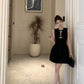 Temperament little black dress bow vest dress waist A-line small dress R0536
