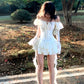 Summer New French One Shoulder Skirt Sweet Heavy Industry Ribbon Irregular Dress Short Skirt Homecoming Dress R2998